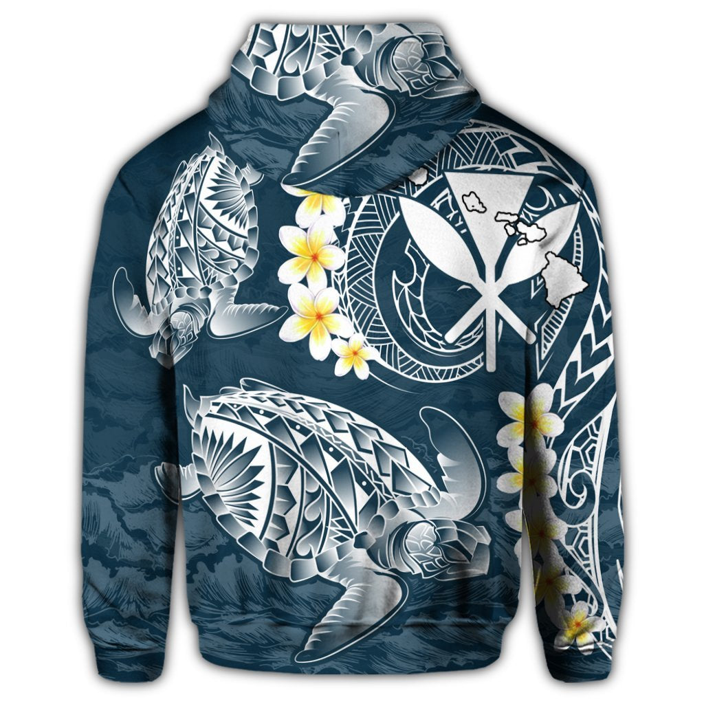 Hawaii Turtle Plumerian Polynesian Zip Hoodie Sease Style - Polynesian Pride