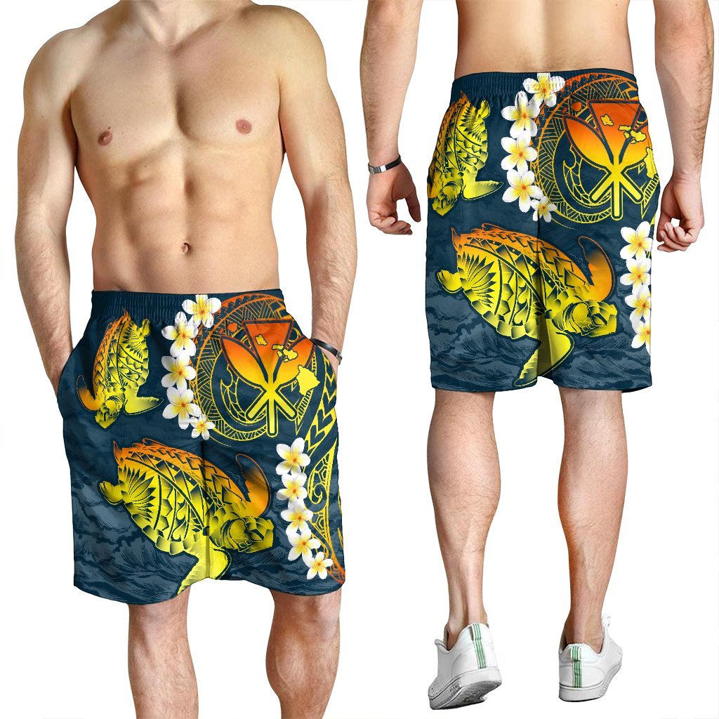 Hawaii Turtle Plumerian Polynesian Men's Shorts - Sease Style - ver 2 - AH - Polynesian Pride