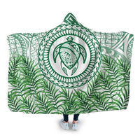 Hawaii Turtle Polyneian Palm Tree Leaf Hooded Blanket - AH Hooded Blanket White - Polynesian Pride