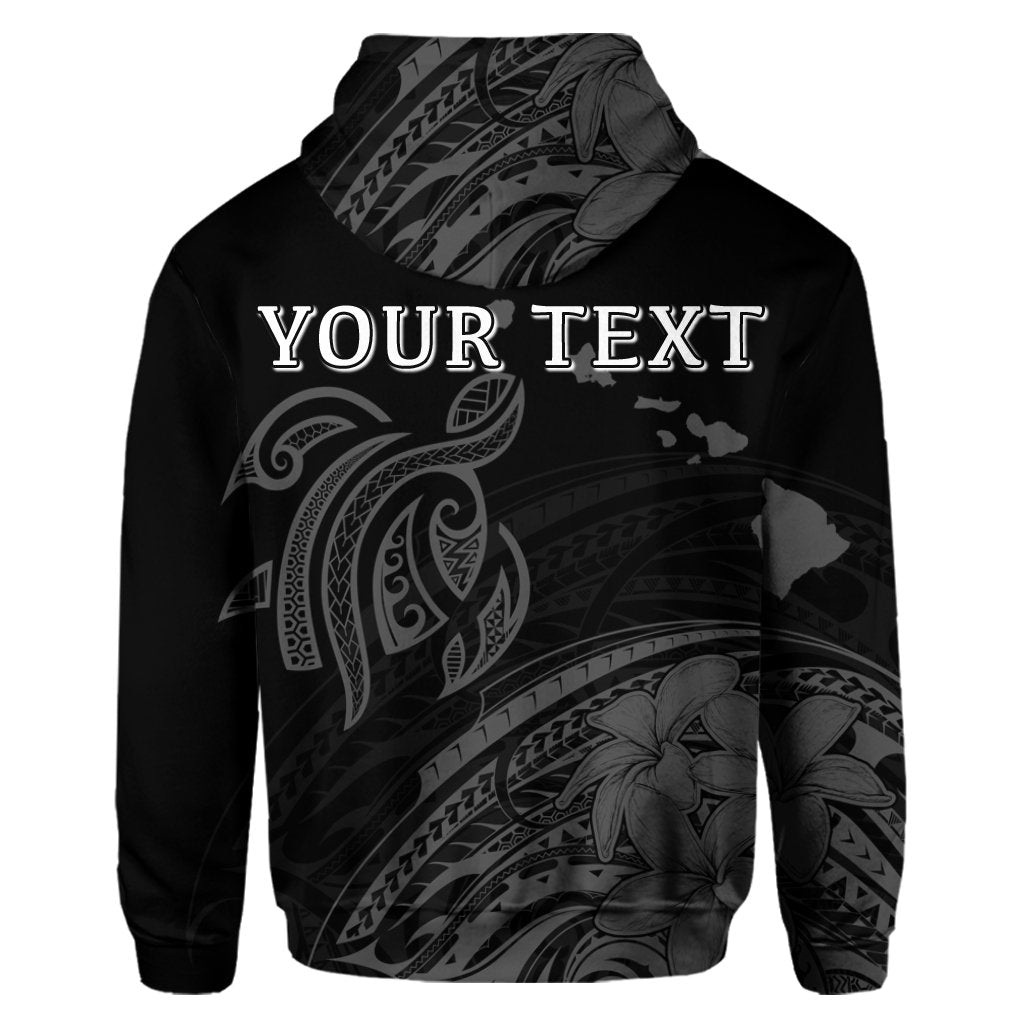 Custom Hawaii Turtle Polynesian Map Plumeria Hoodie Gray - Polynesian Pride