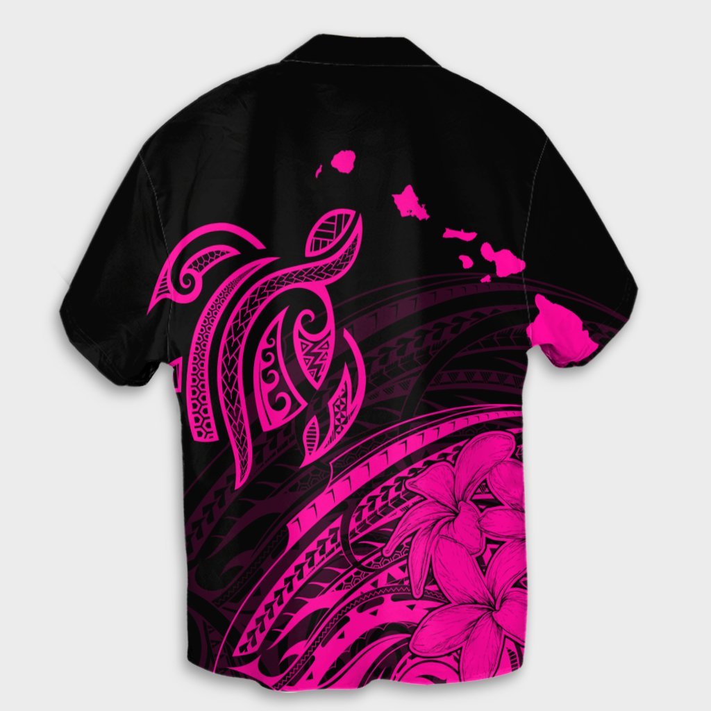 Hawaii Turtle Polynesian Map Plumeria Hawaiian Shirt Pink - AH - Polynesian Pride