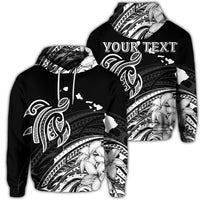 Custom Hawaii Turtle Polynesian Map Plumeria Hoodie White Unisex Art - Polynesian Pride