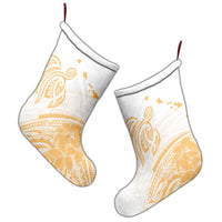 Hawaii Turtle Polynesian Map Plumeria White Background Christmas Stocking - AH - Polynesian Pride
