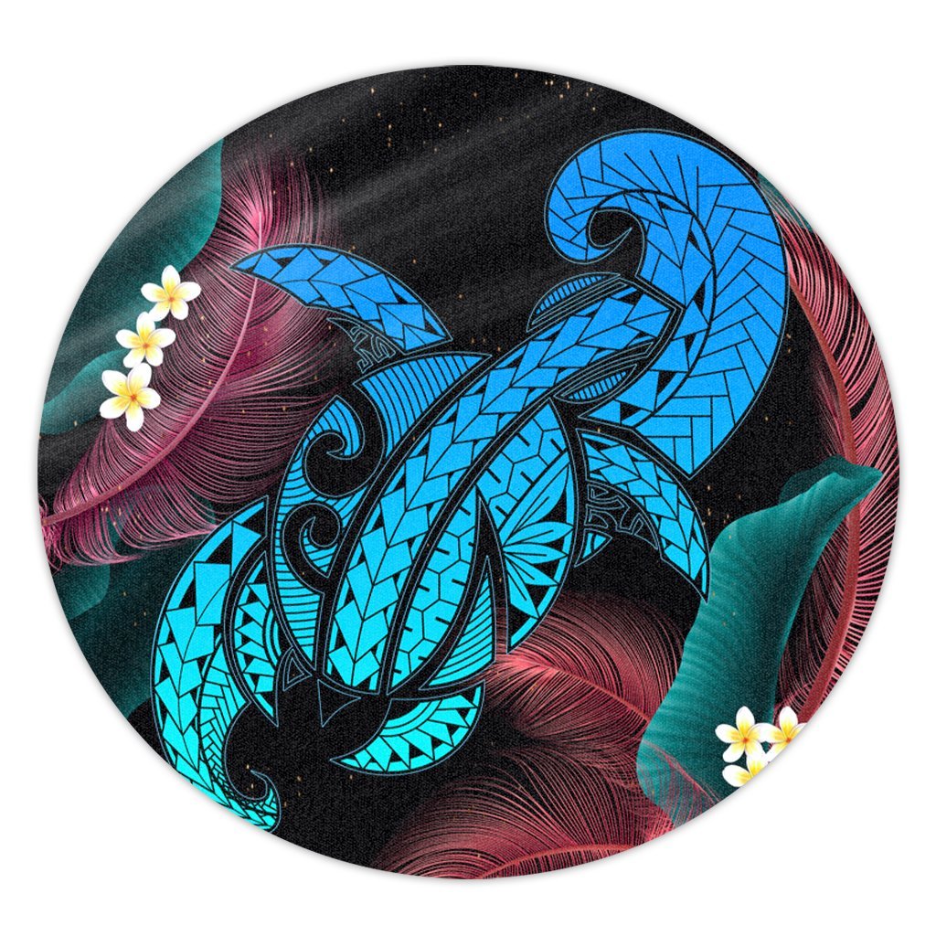 Hawaii Turtle Polynesian Tropical Round Carpet - Ghia Style - AH Round Carpet Luxurious Plush - Polynesian Pride