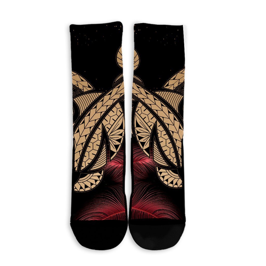 Hawaii Turtle Polynesian Tropical Crew Socks - Ghia Style Gold - AH - Polynesian Pride