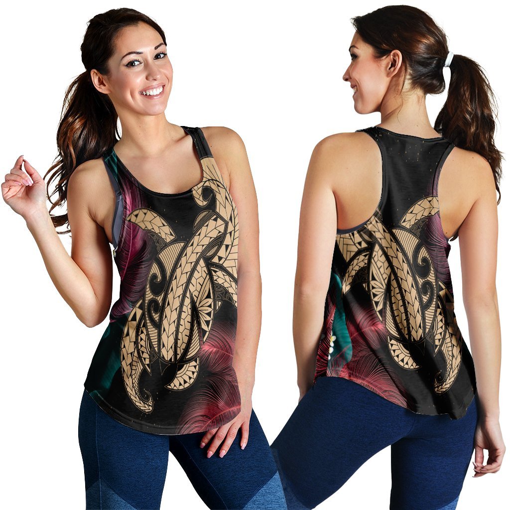 Hawaii Turtle Polynesian Tropical Racerback Tank - Ghia Style Gold - AH Black - Polynesian Pride