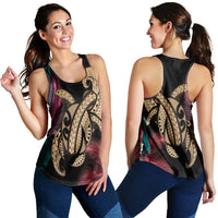 Hawaii Turtle Polynesian Tropical Racerback Tank - Ghia Style Gold - AH Black - Polynesian Pride