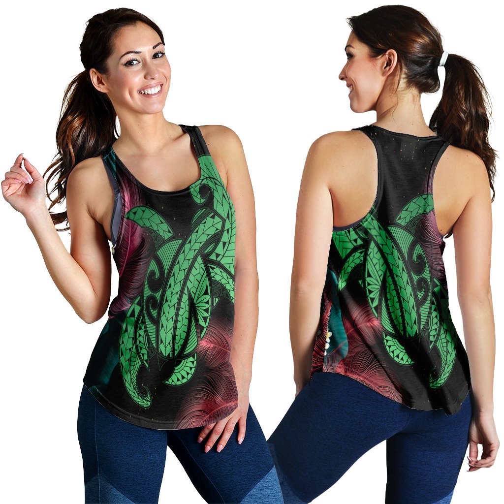 Hawaii Turtle Polynesian Tropical Racerback Tank - Ghia Style Green - AH Black - Polynesian Pride