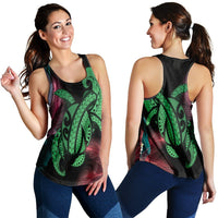 Hawaii Turtle Polynesian Tropical Racerback Tank - Ghia Style Green - AH Black - Polynesian Pride