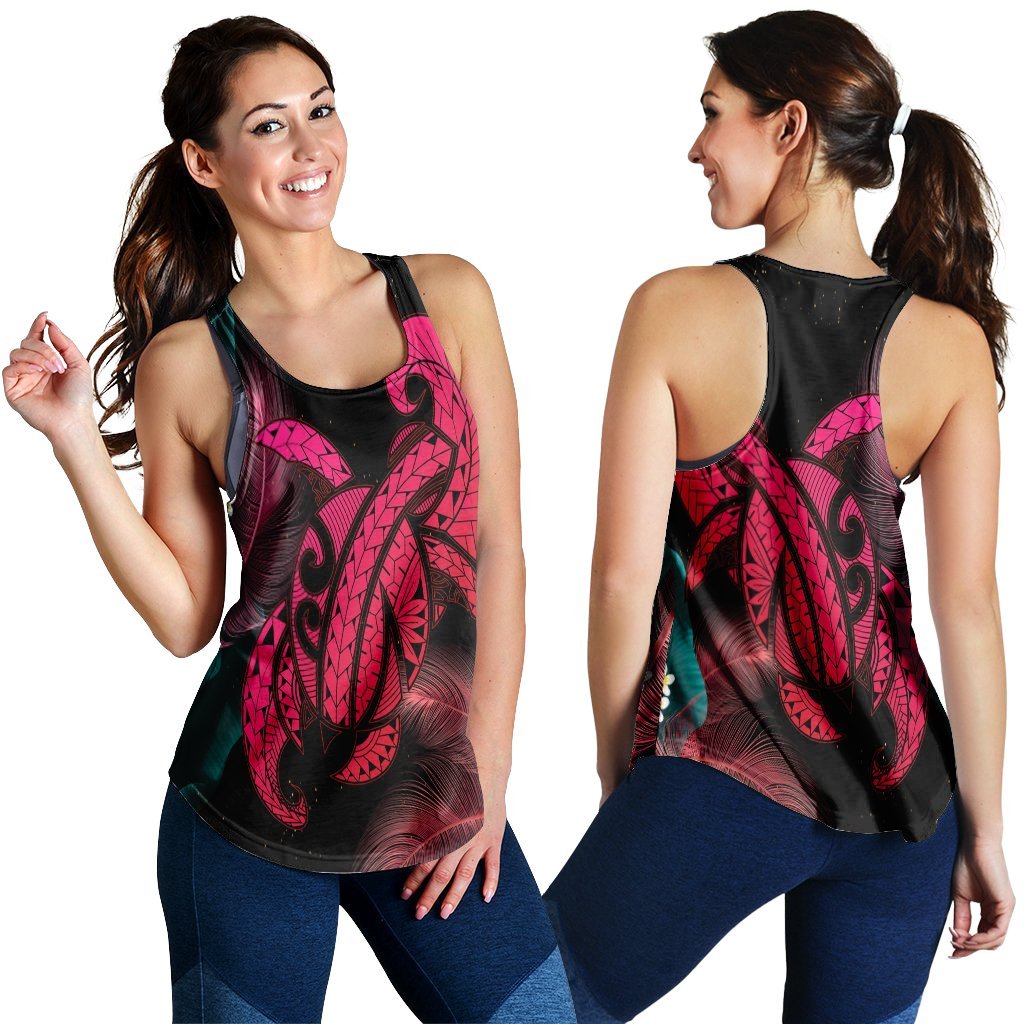Hawaii Turtle Polynesian Tropical Racerback Tank - Ghia Style Pink - AH Black - Polynesian Pride