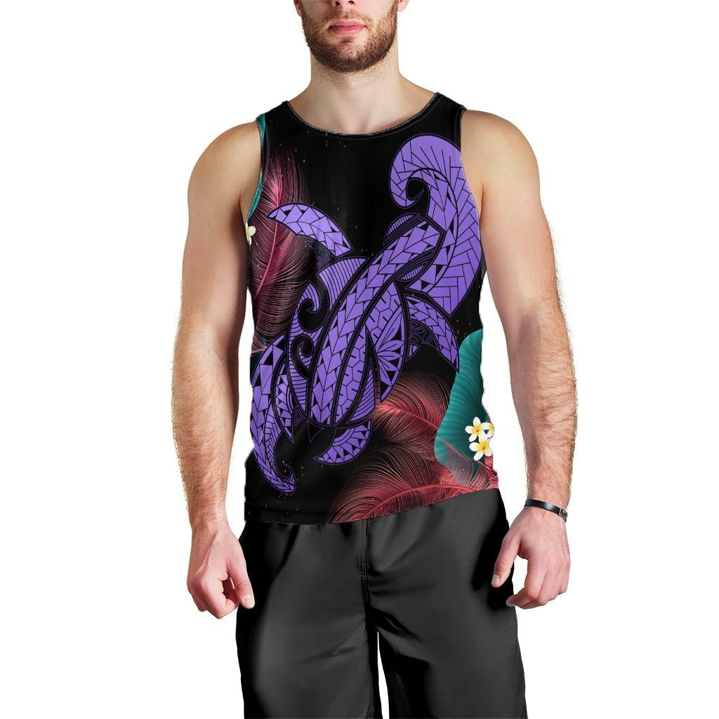 Hawaii Turtle Polynesian Tropical Tank Top - Ghia Style Purple - AH Black - Polynesian Pride