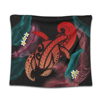 Hawaii Turtle Polynesian Tropical Tapestry - Ghia Style Red - AH Wall Tapestry Black - Polynesian Pride