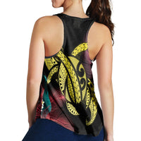 Hawaii Turtle Polynesian Tropical Racerback Tank - Ghia Style Yellow - AH - Polynesian Pride