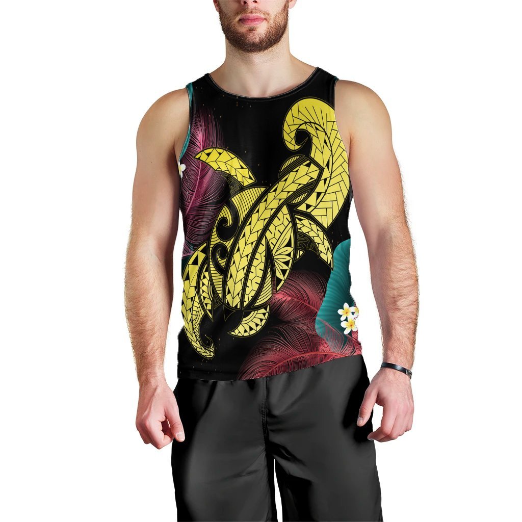 Hawaii Turtle Polynesian Tropical Tank Top - Ghia Style Yellow - AH Black - Polynesian Pride