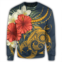 Hawaii Turtle Polynesian Tropical Hibiscus Plumeria Sweatshirt - AH - Polynesian Pride