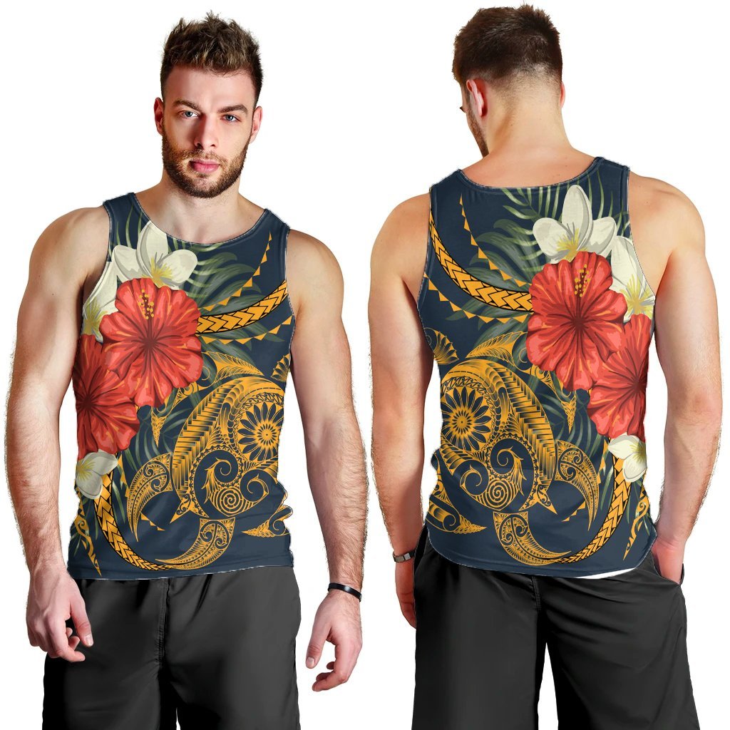 Hawaii Turtle Polynesian Tropical Hibiscus Plumeria Tank Top - AH - Polynesian Pride