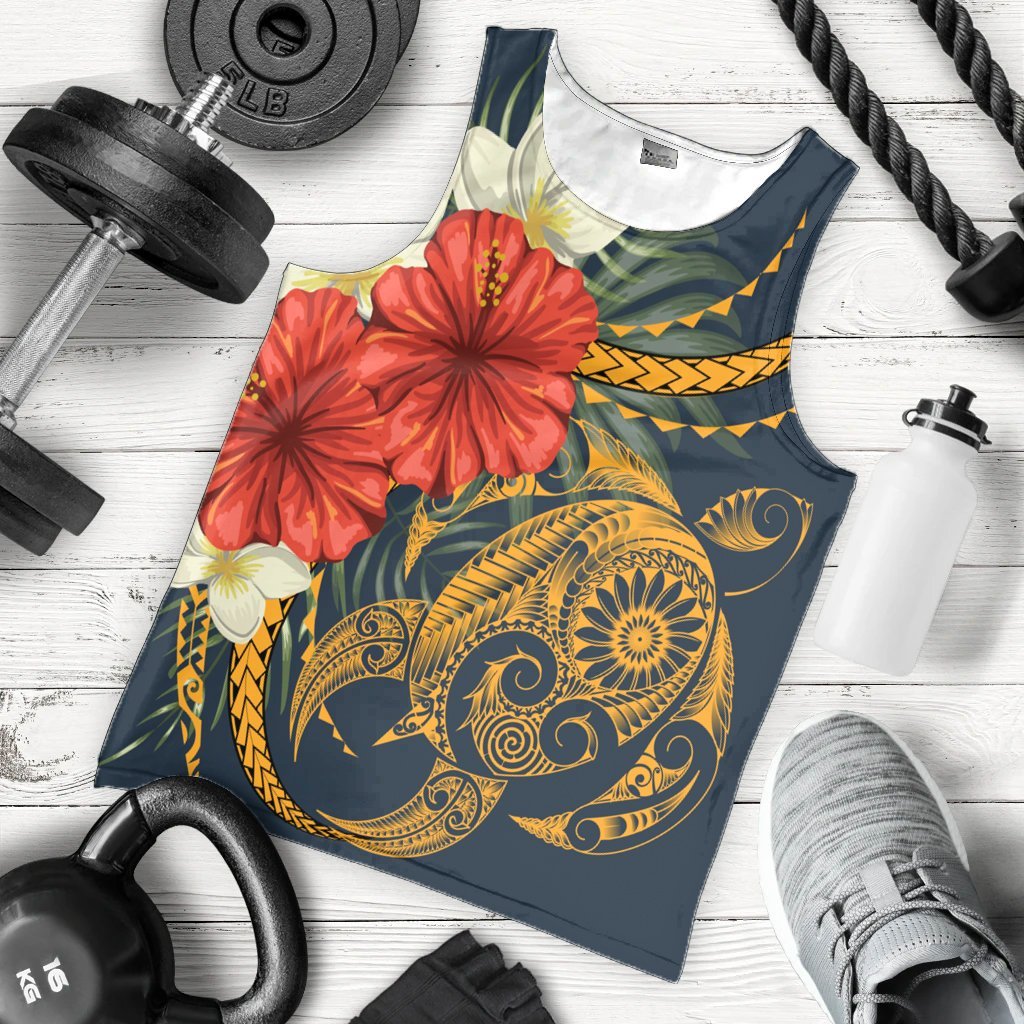 Hawaii Turtle Polynesian Tropical Hibiscus Plumeria Tank Top - AH - Polynesian Pride
