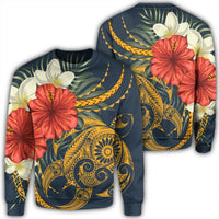 Hawaii Turtle Polynesian Tropical Hibiscus Plumeria Sweatshirt - AH Unisex Black - Polynesian Pride