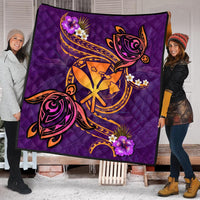 Hawaii Turtle Polynesian Violet Premium Quilt - Tee Style - AH - Polynesian Pride