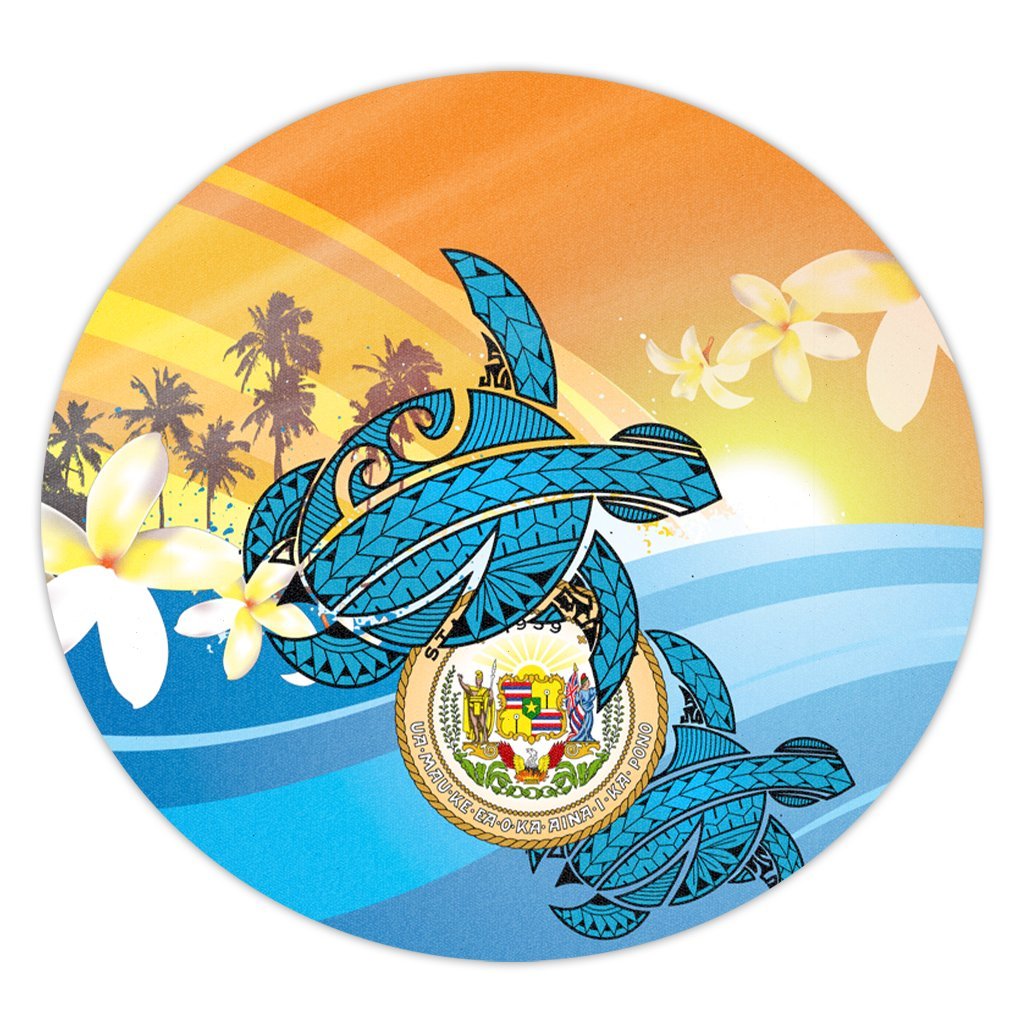 Hawaii Turtle Sea Cost Of Arm Round Carpet - AH Round Carpet Luxurious Plush - Polynesian Pride
