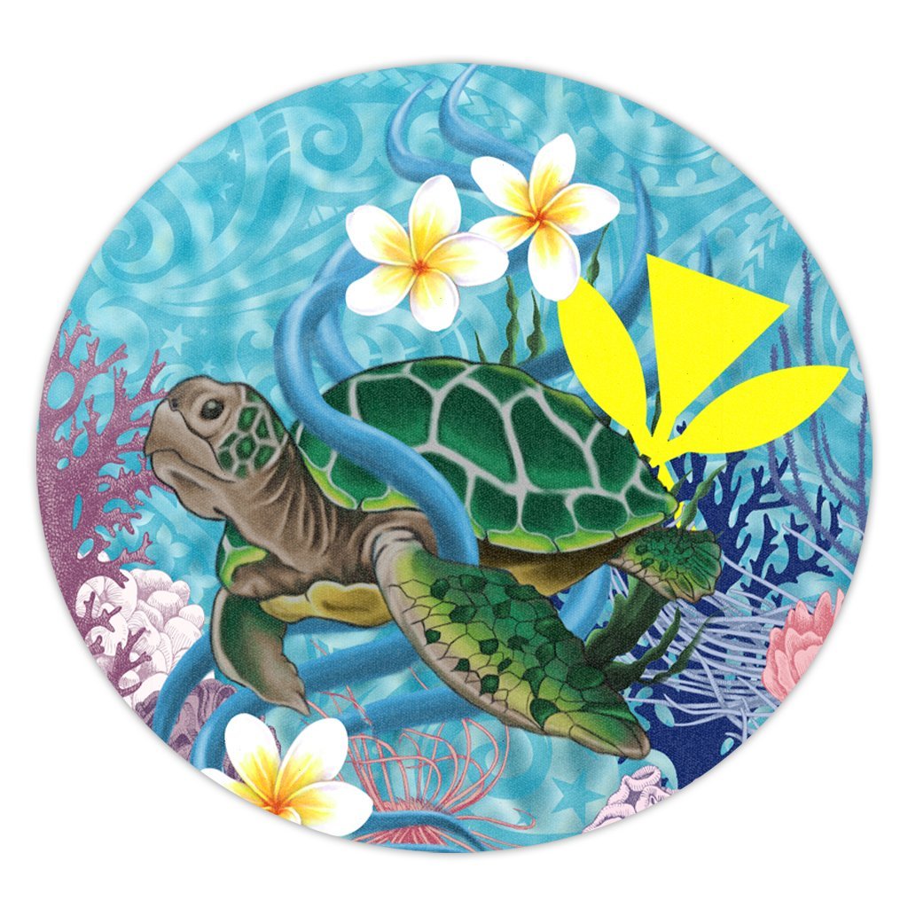 Hawaii Turtle Sea Cotral Polynesian Round Carpet - AH Round Carpet Luxurious Plush - Polynesian Pride