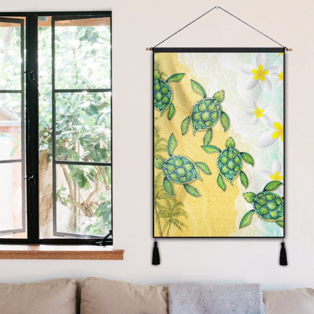 Hawaii Turtle Sea Hibiscus Coconut Tree Hanging Poster - AH - Polynesian Pride