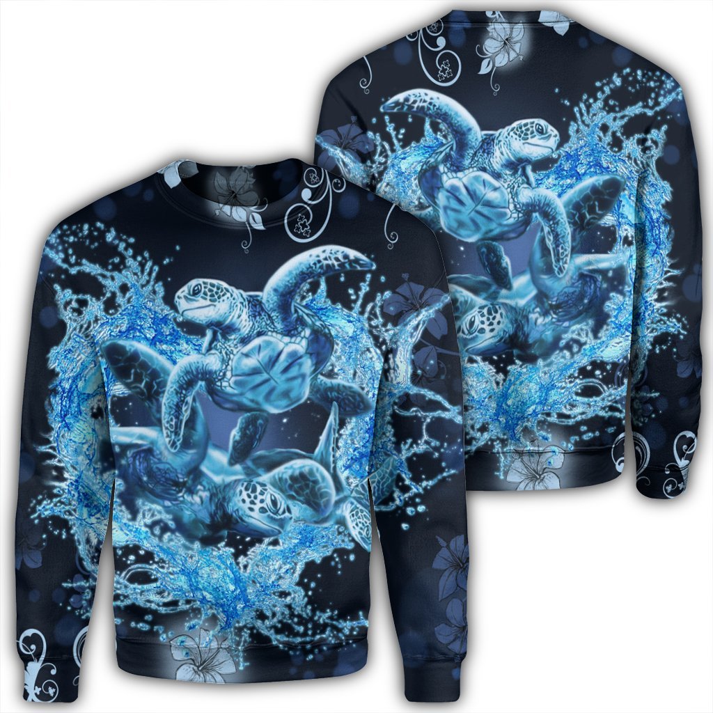Hawaii Turtle Sea Ohana Sweatshirt - AH Unisex Black - Polynesian Pride