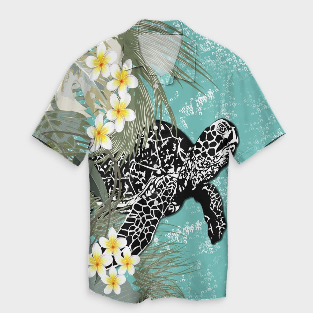 Hawaii Turtle Sea Plumeria Hawaiian Shirt - AH Unisex Black - Polynesian Pride