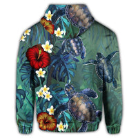 Hawaiian Turtle Tropical Art Hoodie Hela Style - Polynesian Pride