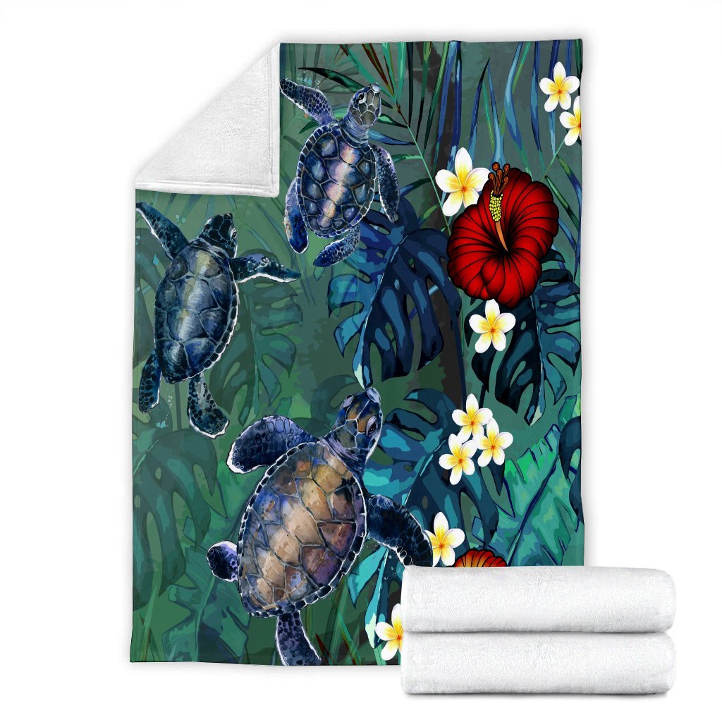 Hawaii Turtle Tropical Art Premium Blankets - Hela Style - AH - Polynesian Pride