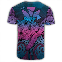 Hawaii Turtle Wave Polynesian T Shirt Hey Style Blue - Polynesian Pride