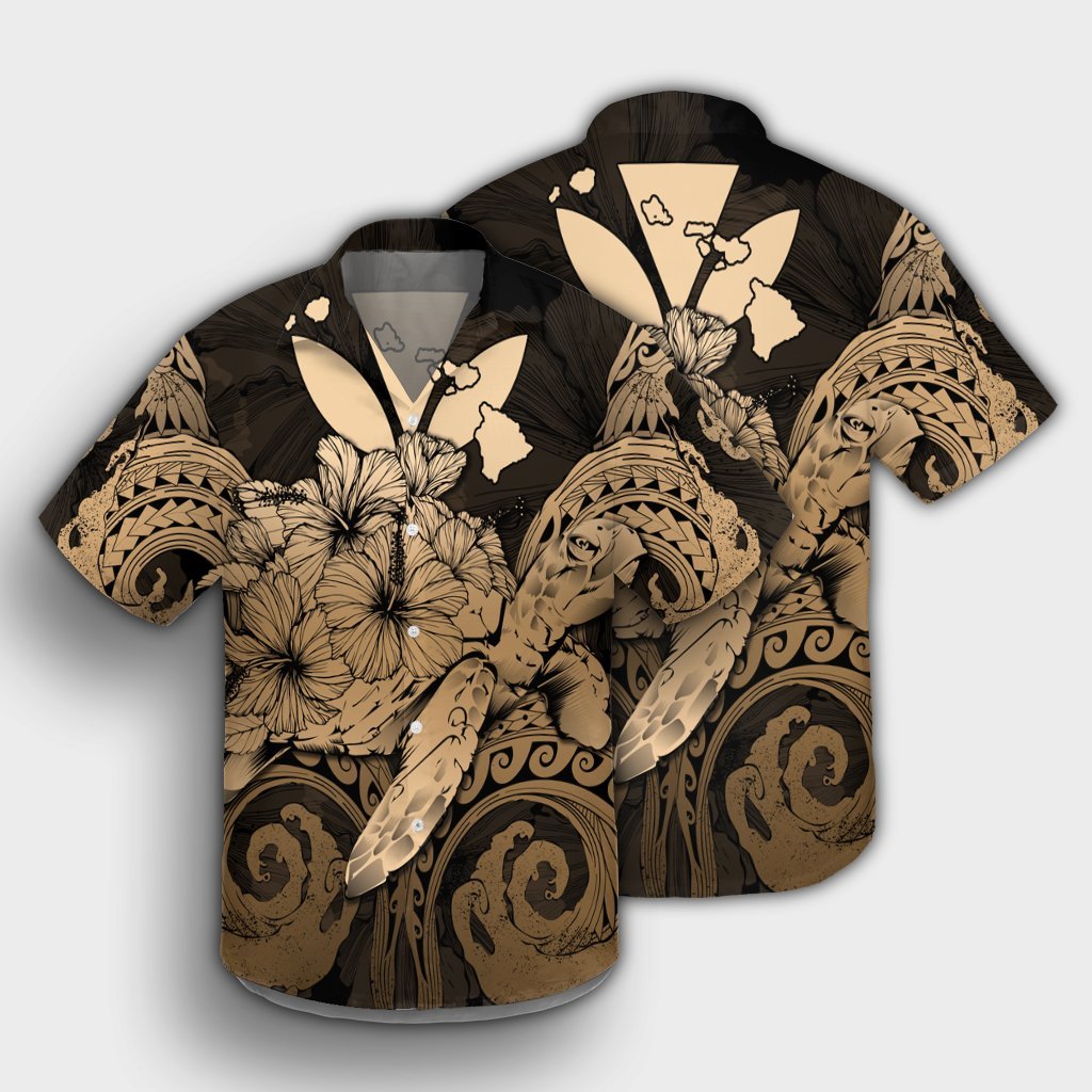 Hawaii Turtle Wave Polynesian Hawaiian Shirt - Hey Style Gold - AH - Polynesian Pride