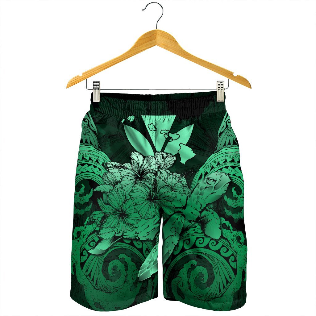 Hawaii Turtle Wave Polynesian Men's Shorts - Hey Style Green Pastel - AH - Polynesian Pride