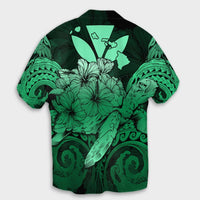 Hawaii Turtle Wave Polynesian Hawaiian Shirt - Hey Style Green Pastel - AH - Polynesian Pride