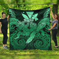 Hawaii Turtle Wave Polynesian Premium Quilts - Hey Style Green Pastel - AH Black - Polynesian Pride