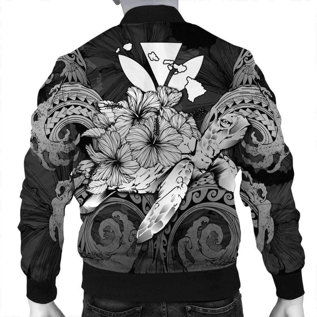 Hawaii Turtle Wave Polynesian Bomber Jacket - Hey Style White - AH - Polynesian Pride