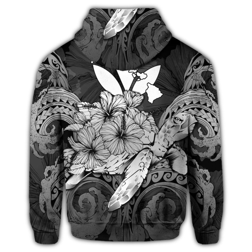 Hawaiian Turtle Wave Polynesian Hoodie Hey Style White - Polynesian Pride