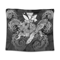 Hawaii Turtle Wave Polynesian Tapestry - Hey Style White - AH Wall Tapestry Black - Polynesian Pride
