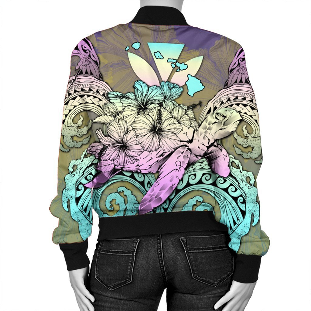 Hawaii Turtle Wave Polynesian Bomber Jacket - Hey Style Yellow - AH - Polynesian Pride