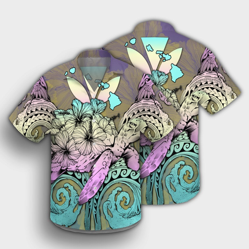 Hawaii Turtle Wave Polynesian Hawaiian Shirt - Hey Style Yellow - AH - Polynesian Pride