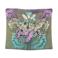 Hawaii Turtle Wave Polynesian Tapestry - Hey Style Yellow - AH Wall Tapestry Black - Polynesian Pride