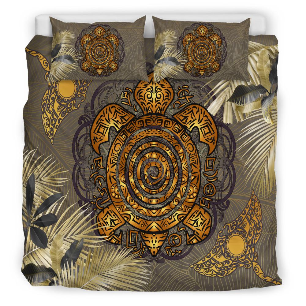 Hawaii Turtle Manta Ray Bedding Set - Gold Style - AH - Polynesian Pride