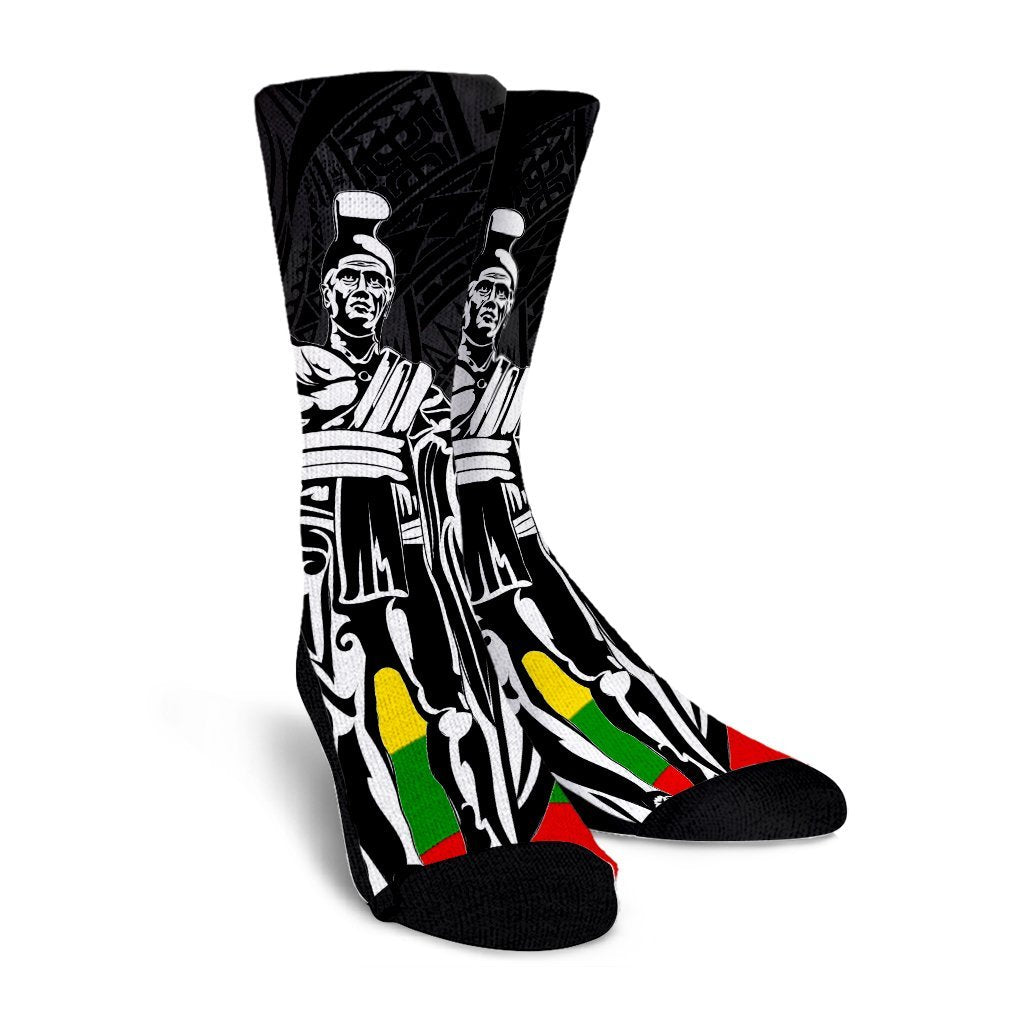 Hawaii Two Flag Kanaka Maoli King Polynesian Crew Socks - AH - Polynesian Pride