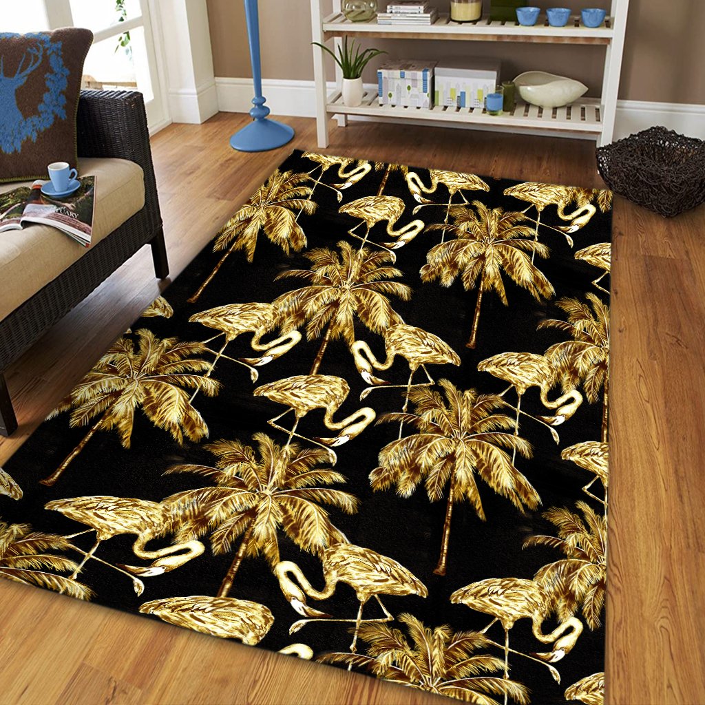 Hawaii Watercolor Flamingos Palm Trees Beautiful Seamless Area Rug - AH - Polynesian Pride