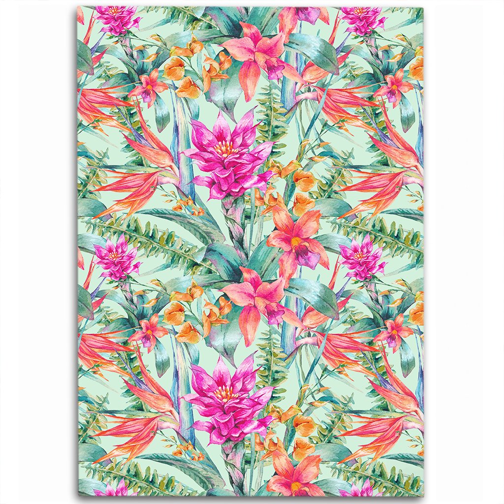 Hawaii Watercolor Vintage Floral Tropical Bird of Paradise Area Rug - AH Luxurious - Polynesian Pride