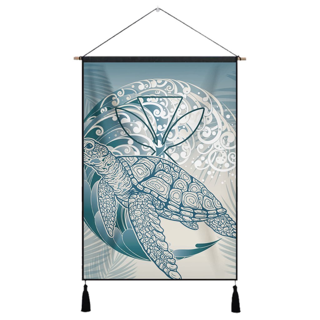 Hawaii Wave Kanaka Turtle Hanging Poster - AH Hanging Poster Cotton And Linen - Polynesian Pride