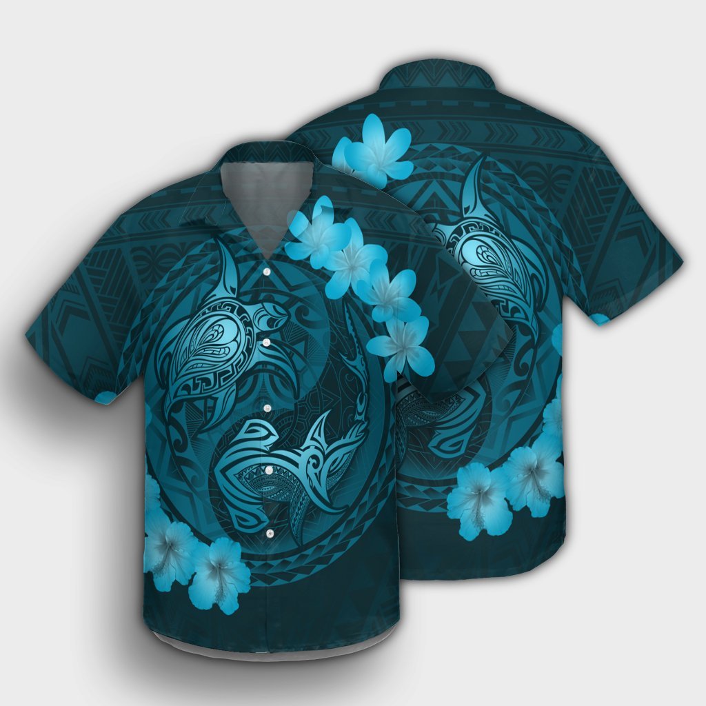 Hawaii Yin Yang Turtle Shark Hibiscus Plumeria Hawaiian Shirt - Pastel - AH - Polynesian Pride