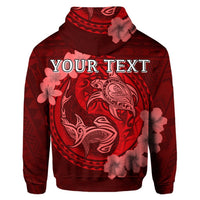 Custom Hawaii Yin Yang Turtle Shark Hibiscus Plumeria Hoodie Red - Polynesian Pride
