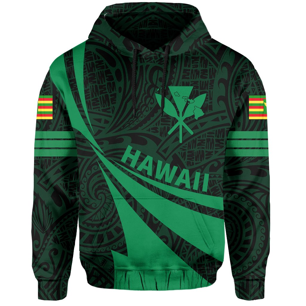 Kanaka Polynesian Hoodie Green Doma Style - Polynesian Pride