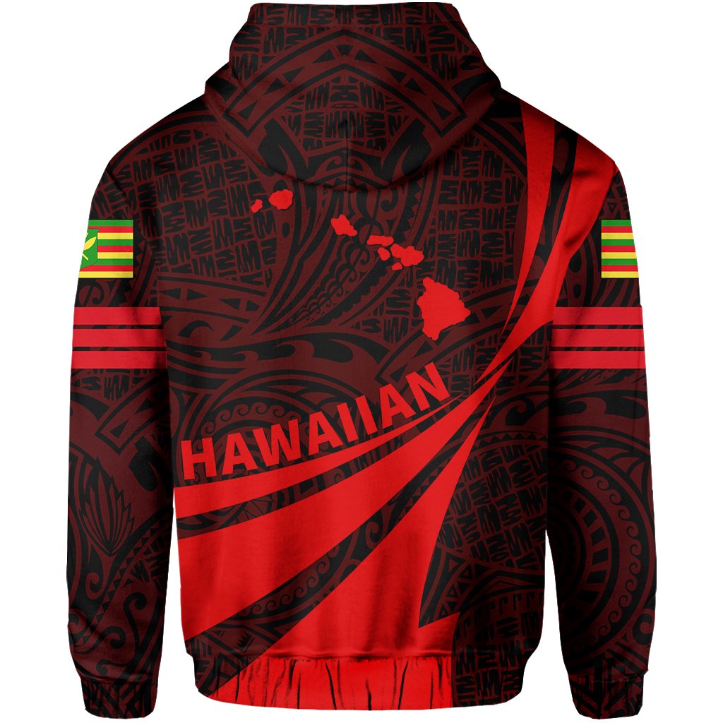 Kanaka Polynesian Hoodie Red Doma Style - Polynesian Pride